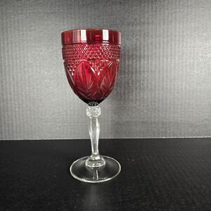 Cristal D'Arques-Durand Antique Ruby Red Glass Water Goblet EUC 8" tall